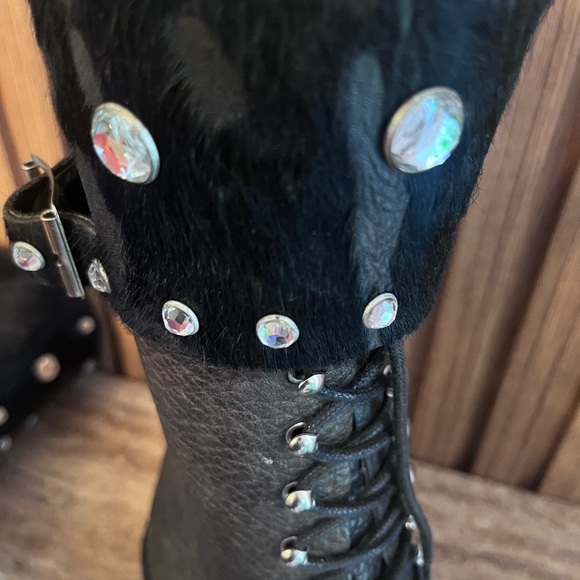 Why Alberto Venturini Motorcycle Boots Calf Military Gothic Belt Punk Boot 40 - Picture 10 of 17